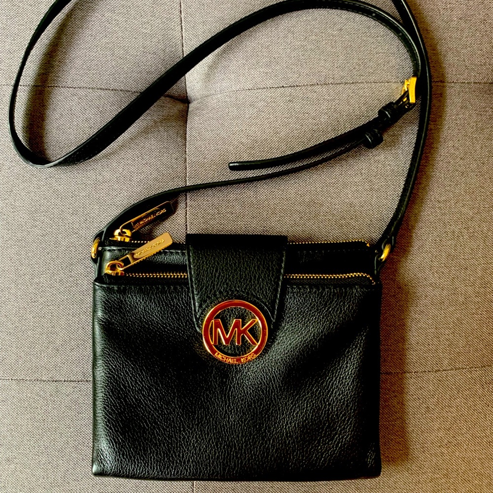 Michael Kors small, black cross body bag